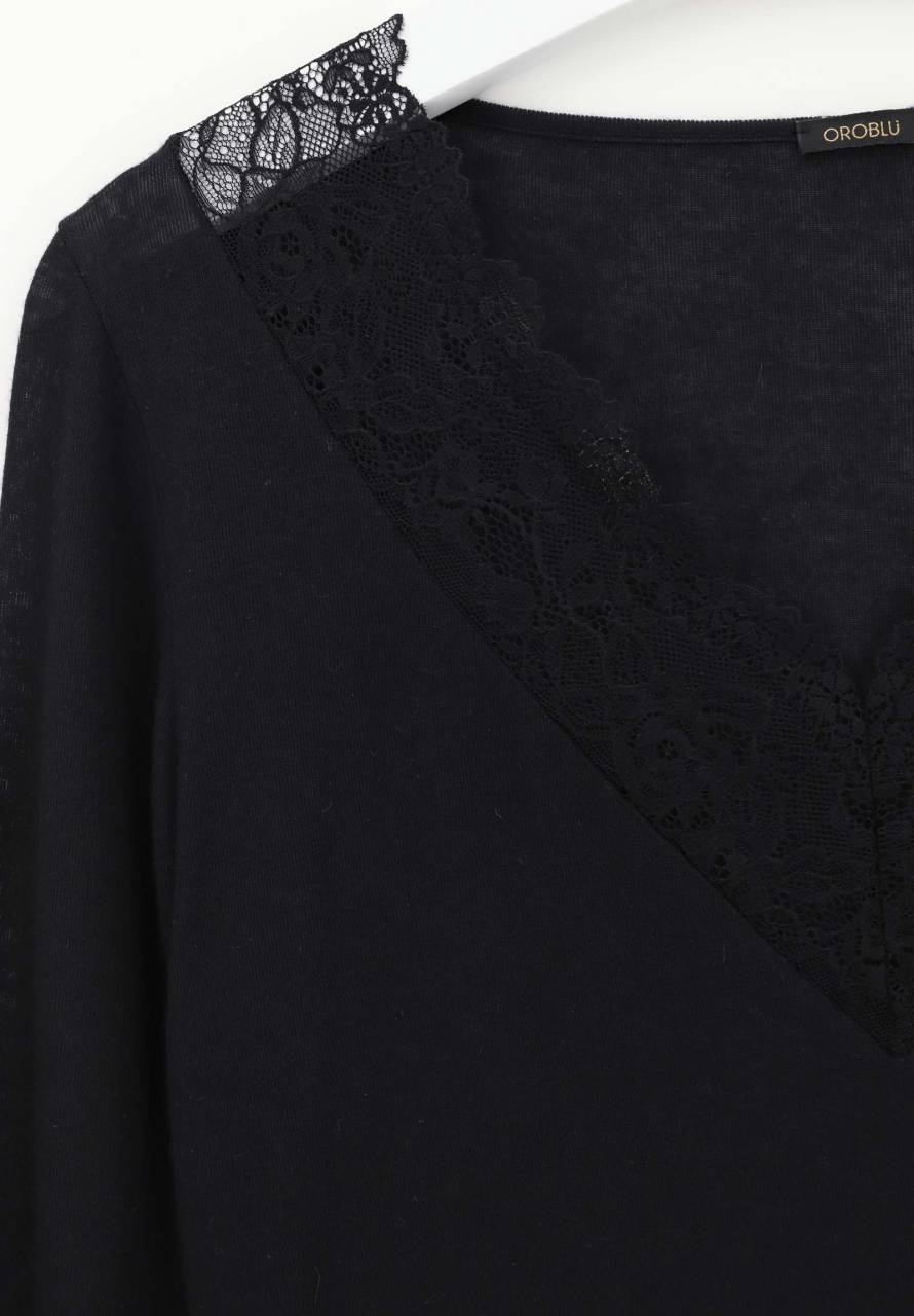 Perfect Line Cashmere - Lace T-Shirt Long Sleeve