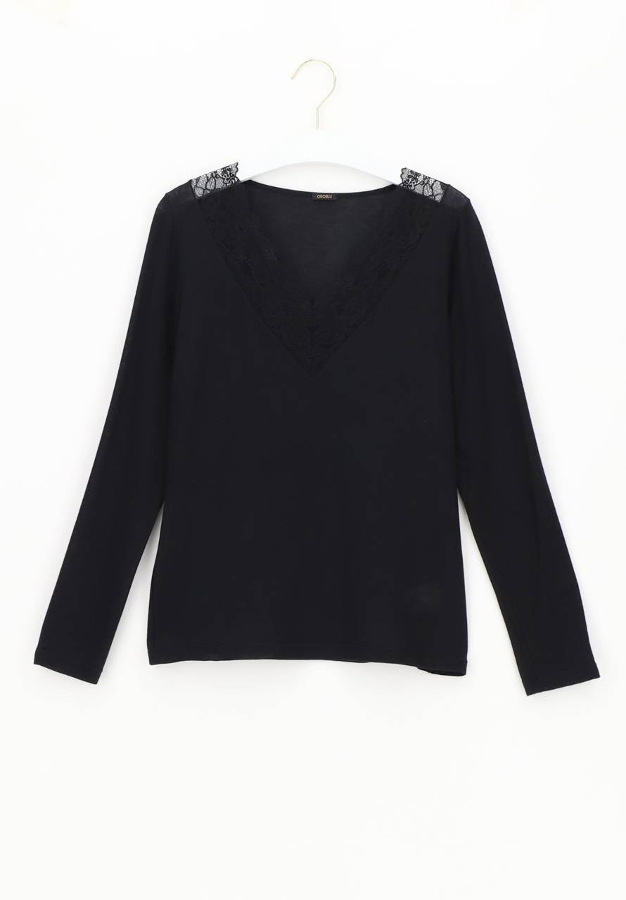 Perfect Line Cashmere - Lace T-Shirt Long Sleeve
